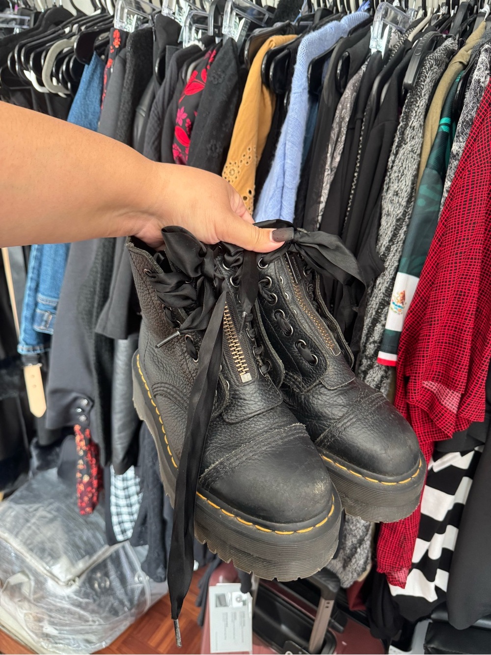 DR. MARTENS Women’s Black Platform Lace-Up Boots